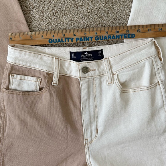 Hollister High Waist straight leg split color Cream Tan Cropped Jeans 5R 27w 27l - Picture 3 of 9